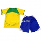 Camisolas de futebol Brasil 2004 Retro Criança Equipamento Principal Manga Curta